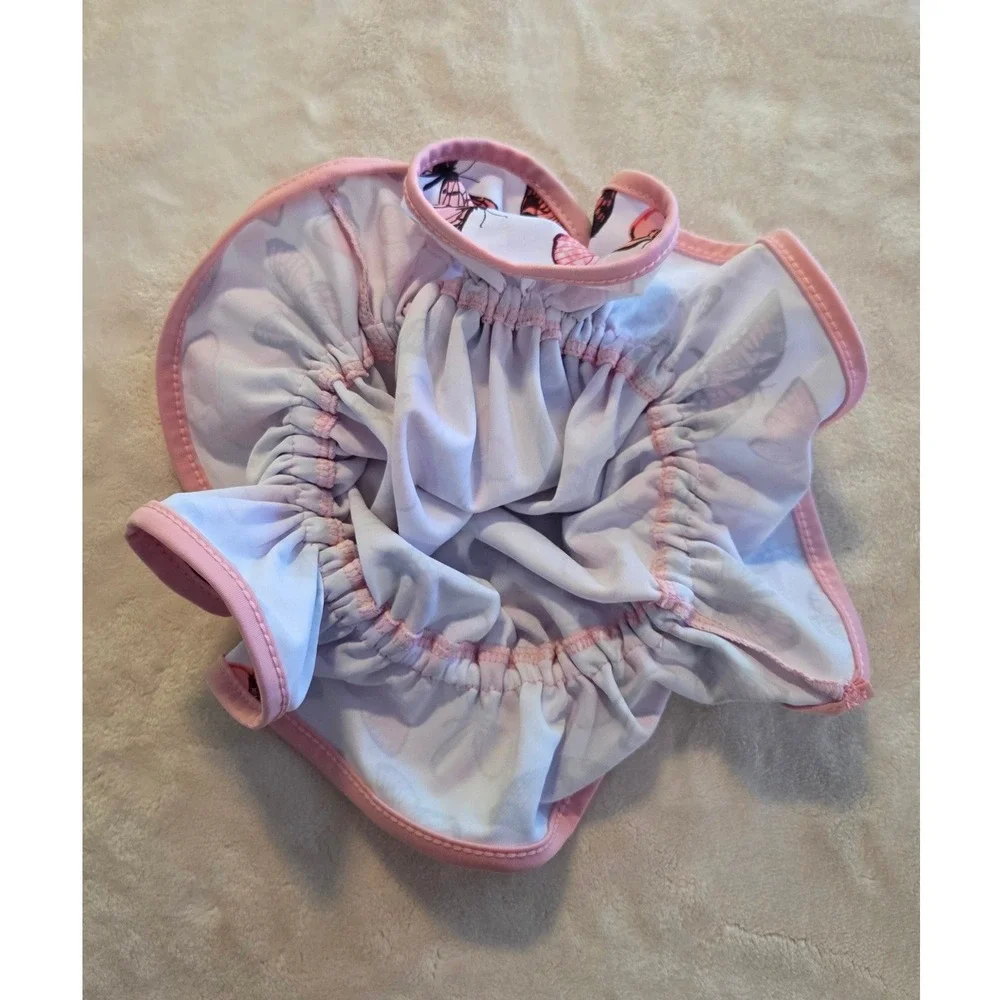Baby Girl Butterfly Swimsuit Set 3-6M 3pc Bikini Hat Pink‎ Ruffle Swim Outfit